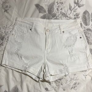 White Distressed Jean Shorts